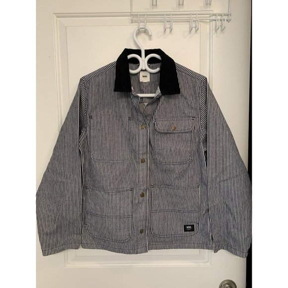 Vans Drill Chore Coat Striped Jacket Black Corduroy Collar - Picture 1 of 9
